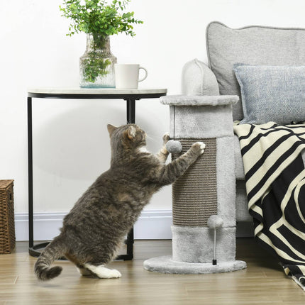 PAWROOM - Small gray indoor cat scratching post with sisal ball