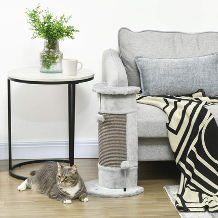 PAWROOM - Small gray indoor cat scratching post with sisal ball