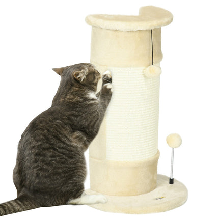 PAWROOM - Hjørne Kradsestolpe 58 Cm Kradsestolpe Til Katte Med Kradsebold, Lavet Af Sisal, Cremehvid