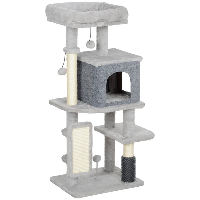 PAWROOM - Kradsetræ med sisalstolper og plysseng, 104 cm