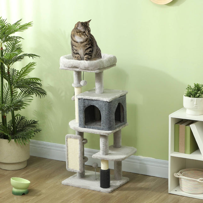 PAWROOM - Kradsetræ med sisalstolper og plysseng, 104 cm