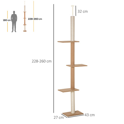 PAWROOM - Cat climbing tree, height adjustable scratching post, khaki