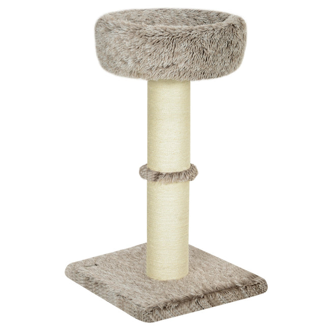 PAWROOM - Kradsestolpe 87 cm højt kattetræ med bed, tyk stamme, kattekradsestolpe med sisal kradsestolpe, til katte op til 6 kg, indendørs, brun