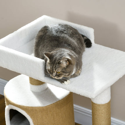 PAWROOM - Cat tree scratching post, 79 cm with cave and bed, jute
