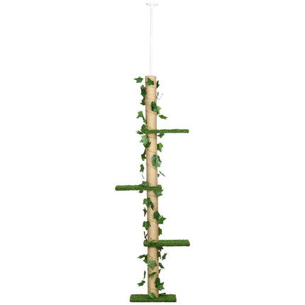 PAWROOM - Adjustable jute cat tree, ceiling height 202-242 cm, green/yellow