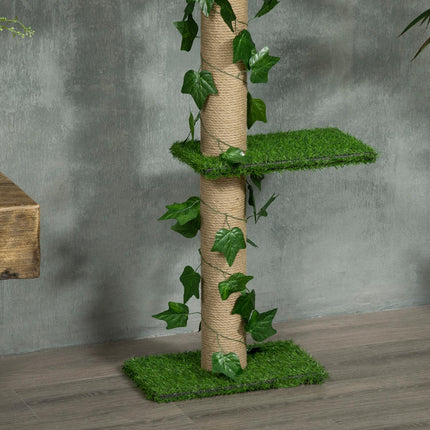 PAWROOM - Adjustable jute cat tree, ceiling height 202-242 cm, green/yellow