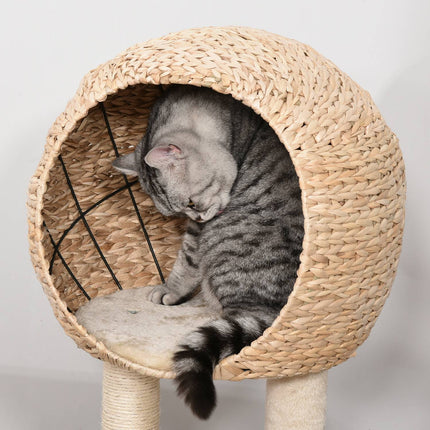 PAWROOM - Cat tree with scratching post and cave, beige, 100 cm high