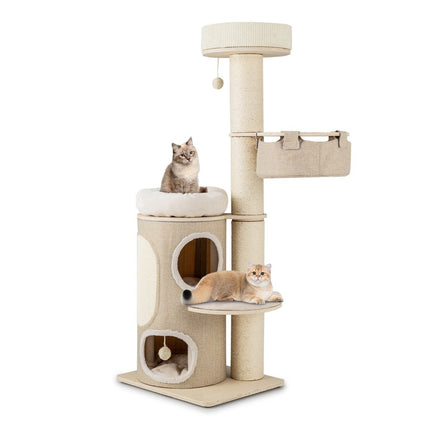 PAWROOM - Cat Tree with Hammock and 2-Story Condo, 58x48x154 cm