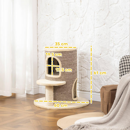 PAWROOM - Cat Tree with 2 Levels, Jump Platform, Beige