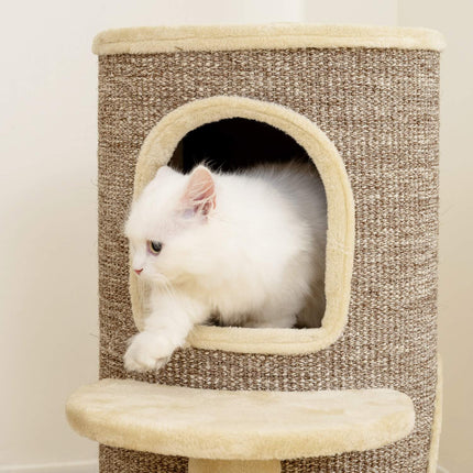 PAWROOM - Cat Tree with 2 Levels, Jump Platform, Beige