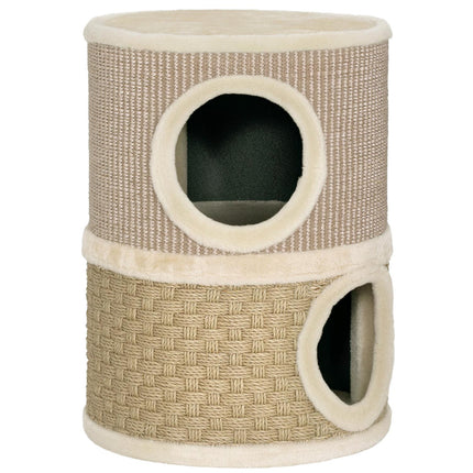 PAWROOM - Kradsetårn til katte, 49 cm, 2 niveauer, plyskant, khaki