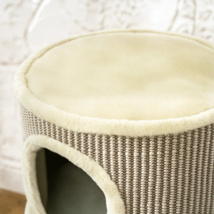 PAWROOM - Kradsetårn til katte, 49 cm, 2 niveauer, plyskant, khaki
