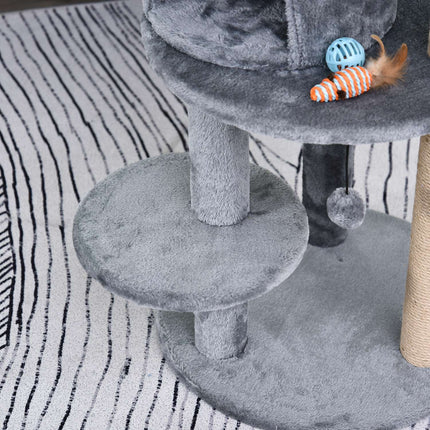 PAWROOM - 4-level cat tree, plush cave, sisal scratching posts, play balls