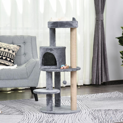 PAWROOM - 4-level cat tree, plush cave, sisal scratching posts, play balls