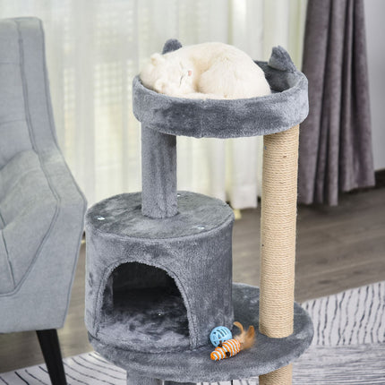 PAWROOM - 4-level cat tree, plush cave, sisal scratching posts, play balls