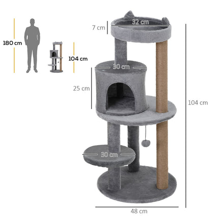 PAWROOM - 4-level cat tree, plush cave, sisal scratching posts, play balls