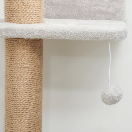 PAWROOM - Cat Tree, 5-Level, Sisal Posts, Plush Fabric, Light Gray