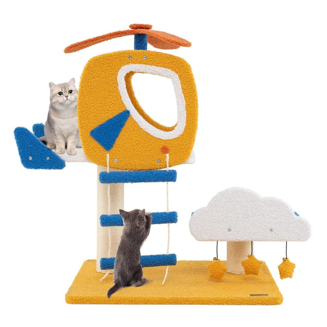 PAWROOM - Katteskrabestolpe med helikopterplatform & kradsestolpe & springplatformskrabestolpe