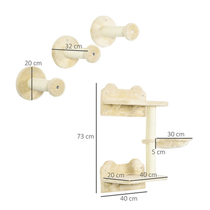 PAWROOM - Dykkertårn & 3 Kradsestolper, Klatrevæg Med Hængekøje, Beige + Cremehvid