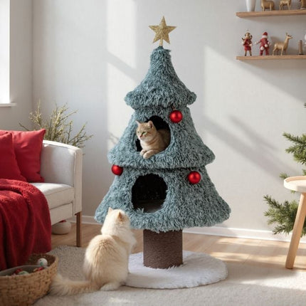 PAWROOM - Julekræbe 122 cm, 2 lejligheder, kradsetræ