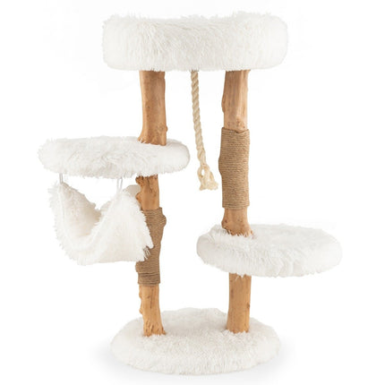 PAWROOM - 87cm solid wood scratching post multi-layer cat activity center