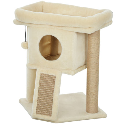 PAWROOM - Kattetræ med jute-skrabemåtte, seng, legetøjsbold, beige
