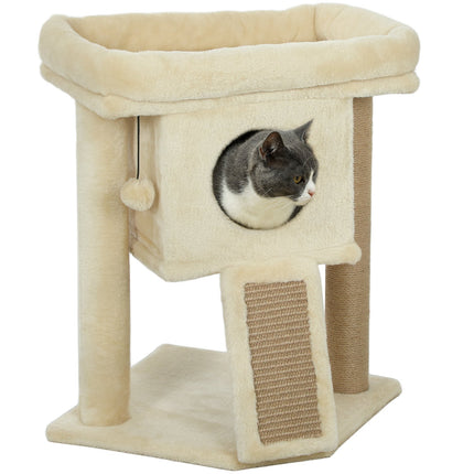 PAWROOM - Kattetræ med jute-skrabemåtte, seng, legetøjsbold, beige