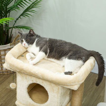 PAWROOM - Kattetræ med jute-skrabemåtte, seng, legetøjsbold, beige
