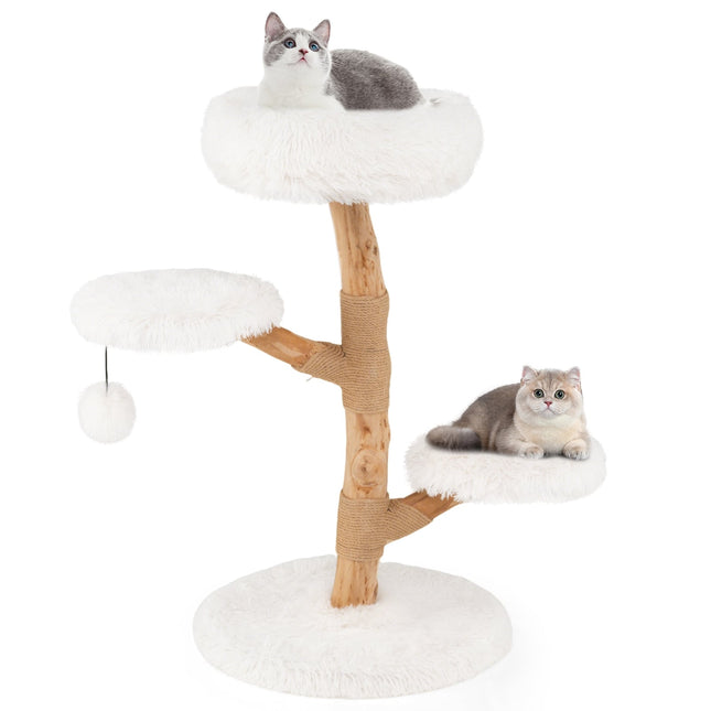 PAWROOM - Kradsetræstårn, 90 cm, pæretræ, hvid, flere niveauer