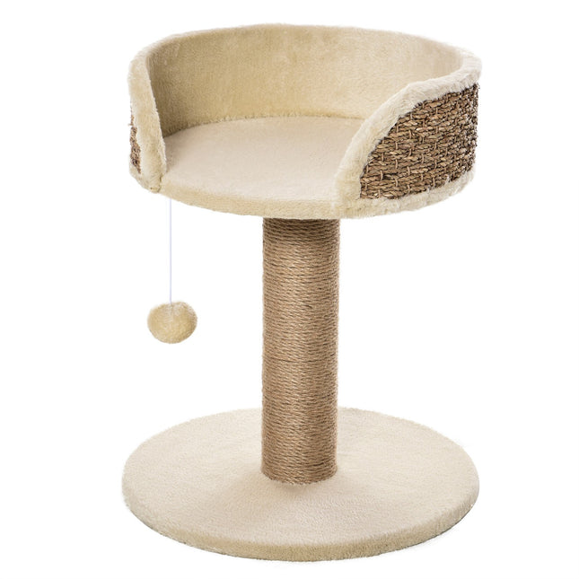PAWROOM - Lille Kradsestolpe, 49 Cm Kattetræ, Kattekradsestolpe Med Legebold, Liggeflade, Klatretræ Til Katte Op Til 4 Kg, Kattemøbel, Jute, Kaffe