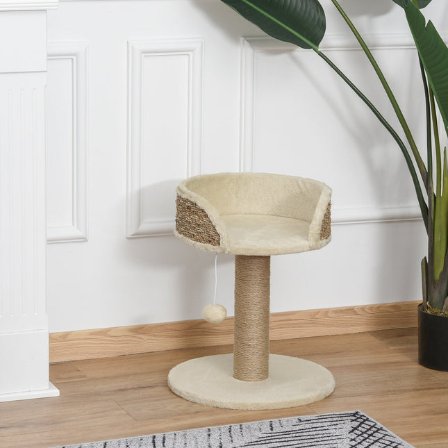 PAWROOM - Lille Kradsestolpe, 49 Cm Kattetræ, Kattekradsestolpe Med Legebold, Liggeflade, Klatretræ Til Katte Op Til 4 Kg, Kattemøbel, Jute, Kaffe