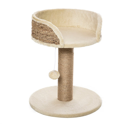 PAWROOM - Lille Kradsestolpe, 49 Cm Kattetræ, Kattekradsestolpe Med Legebold, Liggeflade, Klatretræ Til Katte Op Til 4 Kg, Kattemøbel, Jute, Kaffe