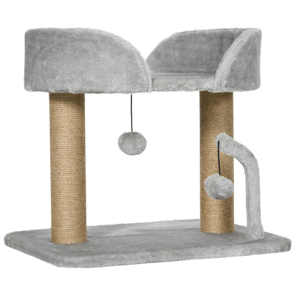 PAWROOM - Kradsetræ til katte 42 cm, jute kradsetræ, platform, grå