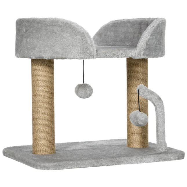PAWROOM - Kradsetræ til katte 42 cm, jute kradsetræ, platform, grå