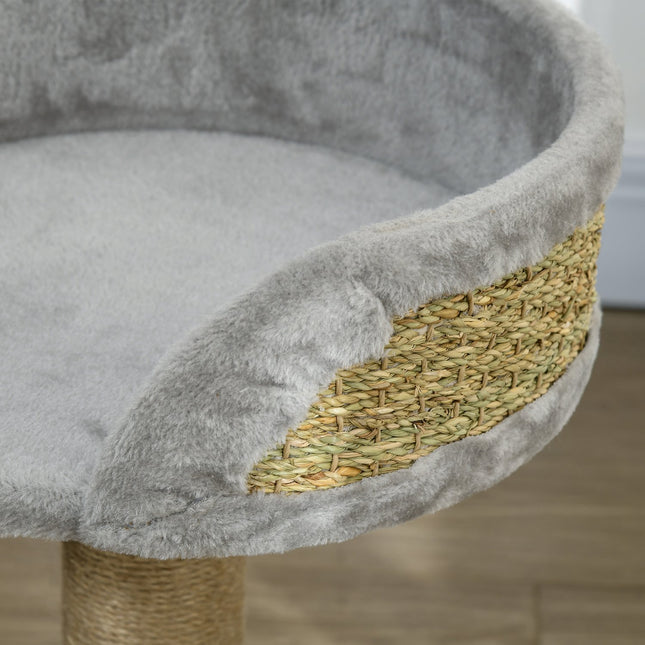 PAWROOM - Lille kradsestolpe, 49 cm kattetræ, kattekradsestolpe med legebold, liggeplads, klatretræ til katte op til 4 kg, kattemøbler, jute grå Aosom