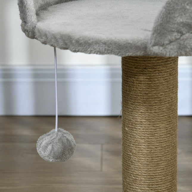 PAWROOM - Lille kradsestolpe, 49 cm kattetræ, kattekradsestolpe med legebold, liggeplads, klatretræ til katte op til 4 kg, kattemøbler, jute grå Aosom