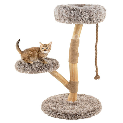 PAWROOM - Kattetræ med 3 plysplatforme, jutestolper, 90 cm