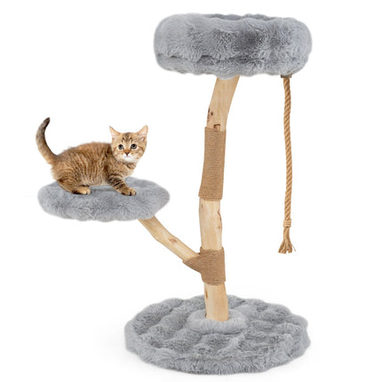 PAWROOM - Kradsetræ med 3 plysplatforme, jutestolper, 90 cm, grå