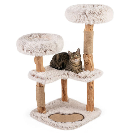 PAWROOM - Kradsetræ til katte med kradsetræer i massivt træ og jute, 101 cm