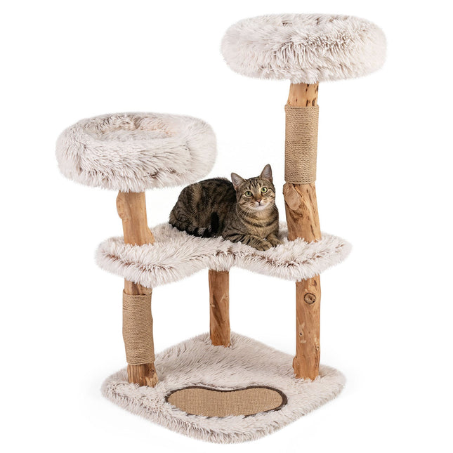 PAWROOM - Kradsetræ til katte med kradsetræer i massivt træ og jute, 101 cm