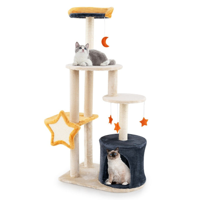 PAWROOM - Kradsestolpe kattetræ med kattehule & plyssæde & legetøj & legetøj & platforme 60 x 41 x 128 cm