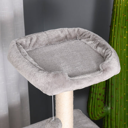PAWROOM - Skrabestolpe Med Kattehule Og Stige, Multi-Level, E1 Mdf Sisal, Lysegrå, 60X48X122Cm