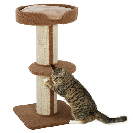 PAWROOM - Kradsestolpe med aftagelige hynder, op til 30 kg, kradsestolpe, kattetræ med platform, stald, sisal, lysebrun, 45x45x91cm