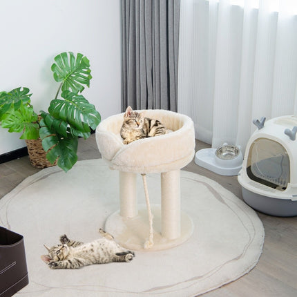 PAWROOM - Kattetræ kat kradsestolpe med blødt sæde sisal tårn til katte beige