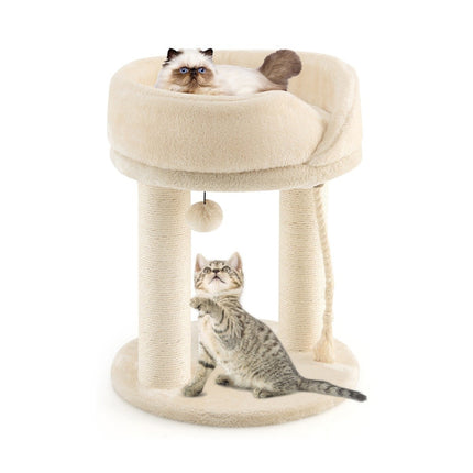 PAWROOM - Kattetræ kat kradsestolpe med blødt sæde sisal tårn til katte beige