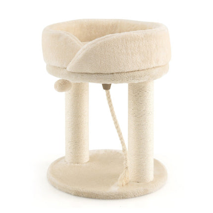 PAWROOM - Kattetræ kat kradsestolpe med blødt sæde sisal tårn til katte beige