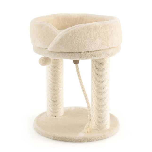 PAWROOM - Kattetræ kat kradsestolpe med blødt sæde sisal tårn til katte beige