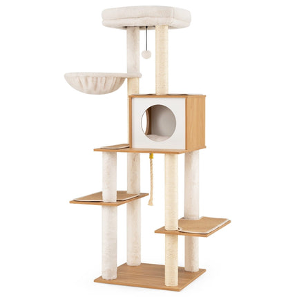 PAWROOM - Højt kradsetræ med sisalstolper og hyggelig hule, 148 cm
