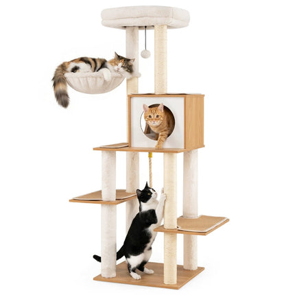 PAWROOM - Højt kradsetræ med sisalstolper og hyggelig hule, 148 cm