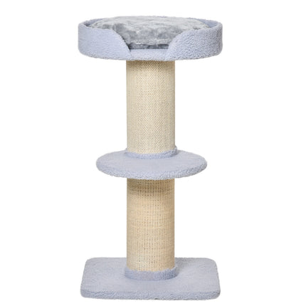 PAWROOM - Kradsestolpe, bæreevne 30 kg, legetræ med kradsestolpe, platform, sisal, lyseblå, 45x45x91cm